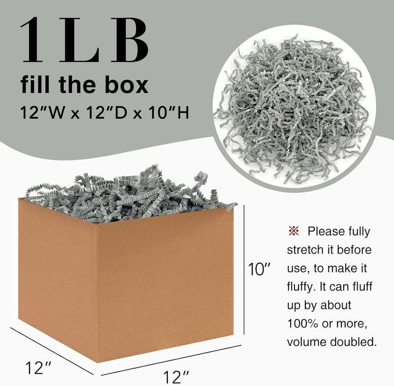 Corlcol 1LB Crinkle Cut Paper Shred Filler for Gift Box Bag and Basket On Holidays(Grey) - Image 2